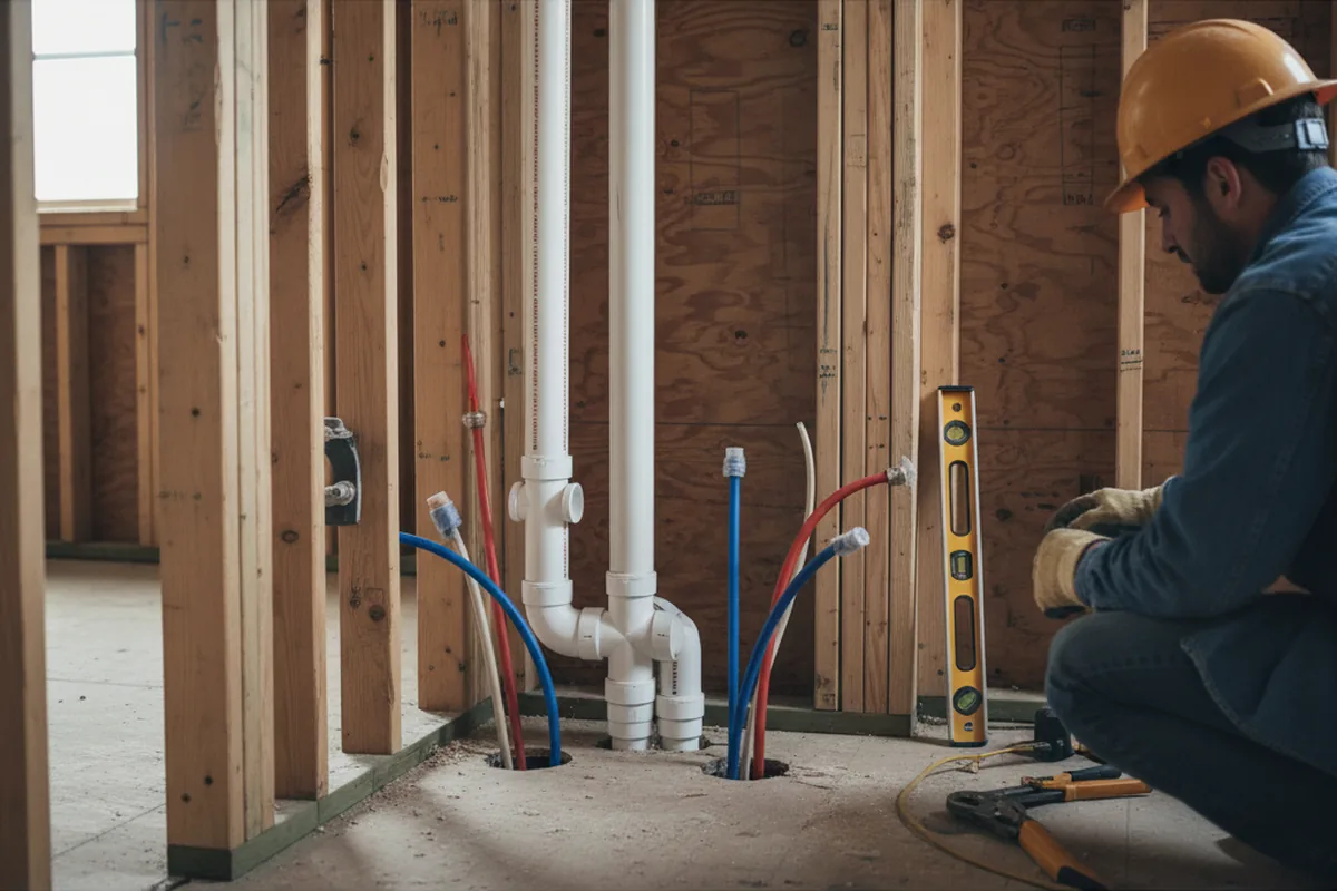 Drain and supply rough-in during Drain Cleaning in Wilbur